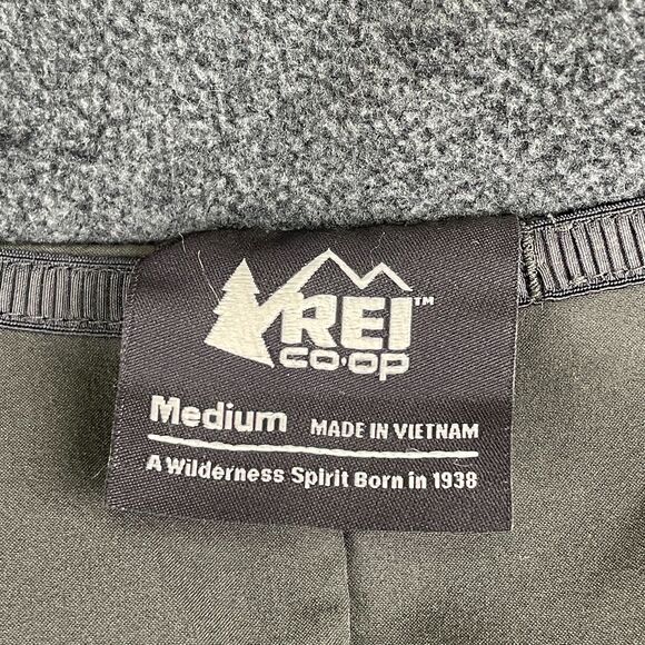 REI Where To Long Coat Womens M Fleece Gray Button Front Notch Collar Car Coat - Picture 8 of 10